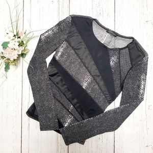 Kenneth Cole Sheer Mesh Black Patchwork Top